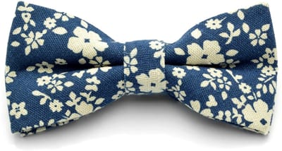 Vlinderdas met Blauw / Wit Bloemmotief