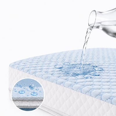 Cool Comfort Waterdichte Matrasbeschermer met Rits - 100% Waterdicht & Dubbel Geweven - Lits-jumeaux (160x200 cm)