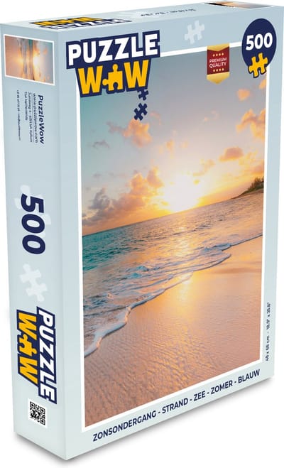 Puzzel Zonsondergang - Strand - Zee - Zomer - Blauw - Legpuzzel - Puzzel 500 stukjes