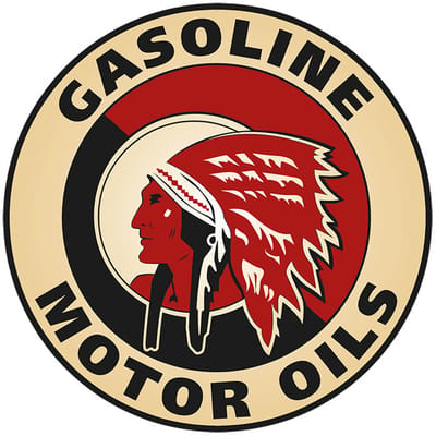 Signs USA - wandbord - dibond - Rond 35 x 35 cm - Red Indian Gasoline