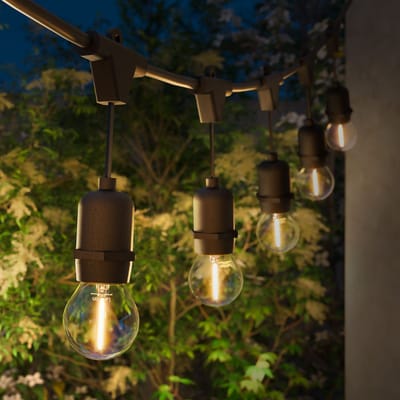 Ledvion - Lichtsnoer Buiten 30M - 30 Zilveren E27 LED Lampen - IP65 Waterdicht - 2100K - Warm Wit - Sfeerverlichting Tuinverlichting