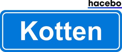 Hacebo - Plaatsnaam Sticker - 29x10 CM - Kotten sticker - Verkeersborden sticker - grappige cadeaus - Kotten