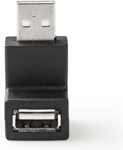 Nedis USB-A Adapter - USB 2.0 - USB-A Male - USB-A Female - 480 Mbps - Rond - Vernikkeld - PVC - Zwart - Doos
