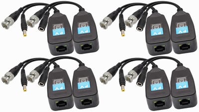 Video Balun Set - Signaal Zendertjes - Bewakingscamera Beeld - HD Signaal Over UTP - 4 Paren - Zwart