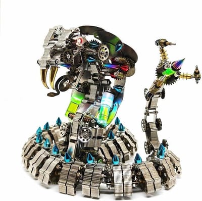 3D metalen puzzel voor volwassenen, 1000 stuks, doe-het-zelf assemblage, mechanische slangenmodelkit, realistisch ontwerp en plezierige doe-het-zelf montage, Steampunk metalen puzzel voor volwassenen