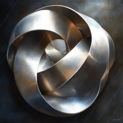 John Joseb Art (Aluminium) 100x100 | Geometrisch industrieel, abstract, ringen, buizen, metaal, aluminium, staal, kunst | vierkant, zwart, bruin, grijs, zilver, modern | foto-schilderij op dibond, metaal wanddecoratie
