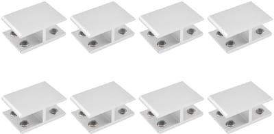 Dailygoods- Glasplankbeugel Verstelbaar - Aluminium - Glasklemmen voor Glasplaat - 8 Stuks - Geschikt voor 14-16mm Dikte - 180 Graden - Glasklem