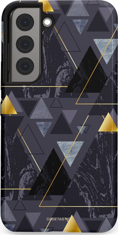 Casetastic hoesje geschikt voor Samsung Galaxy S22 - Dubbellaagse bescherming - Zwart Goudpatroon - Fashion Case - Donkergrijs Grijs