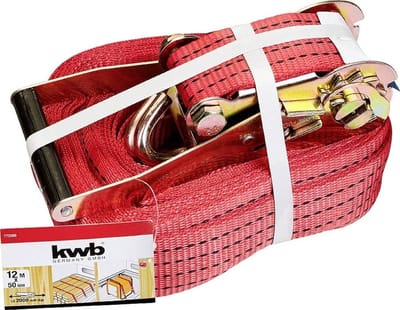 Sjorband met ratel - Spanband - Lading Zekeren - TÜV/GS Getest - 12m x 50mm - Rood