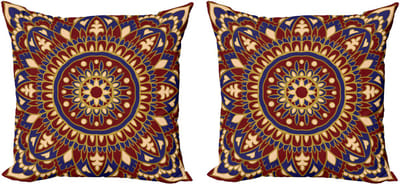 ABAKUHAUS Mandala Decoratieve Kussenhoes, Set van 2, Modern Accent Dubbelzijdige Digitale Print, 50x50 cm, Lavendel Bordeaux