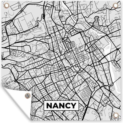 Tuin poster Plattegrond - Kaart - Stadskaart - Frankrijk - Nancy - 200x200 cm - Tuindoek