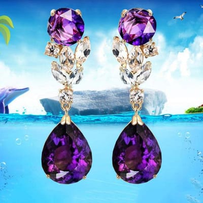 Echte 14k Gouden Sieraden Natuurlijke Saffier Edelsteen Druppel Oorbellen Voor Vrouwen Trendy Aros Mujer Oreja 14 K Geelgoud Orecchini Meisjes paars