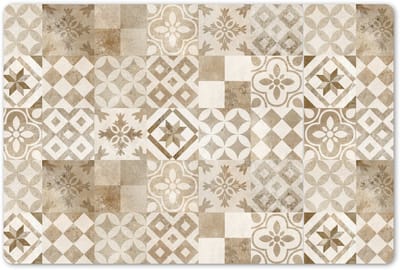 Placemats 45x30 cm - Placemat kunststof - 1 stuk - Vintage - Tegels - Patronen - Bruin - Borden onderleggers - Decoratie voor op tafel - Keuken tafeldecoratie accessoires - Vinyl onderlegger - Tafelversiering