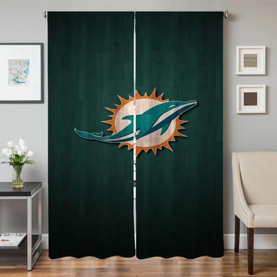 Raam Keukengordijnen voor Woonkamer 2 Stuks Verduisterende Gordijnen Deurgordijn Miami D-dolphins Afscheiding Slaapkamer Decoratie W50xH70cmx2pcs-CL gray
