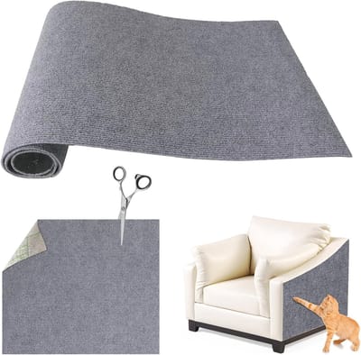 Famanu – Krabmat voor katten 2x – Krabtapijt voor bank – en linnen – 130x45 cm – Lichtgrijs