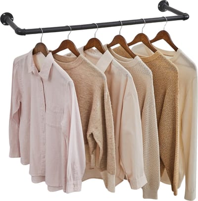 ACAZA Kledingstang - 92 cm - Kledingrek - Kledingstangen voor aan de muur - Tot 50 kg Draagvermogen - Metaal - Zwart