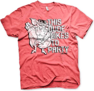 Gremlins Heren Tshirt -S- This Dude Likes To Party Rood