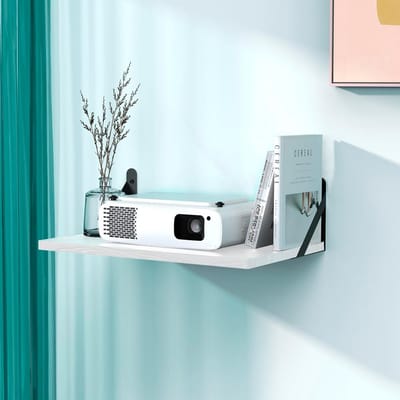 Projector Wandplank - Zwevende Plank - Media Opbergen - Massief Hout Design - 25x40cm - Wit