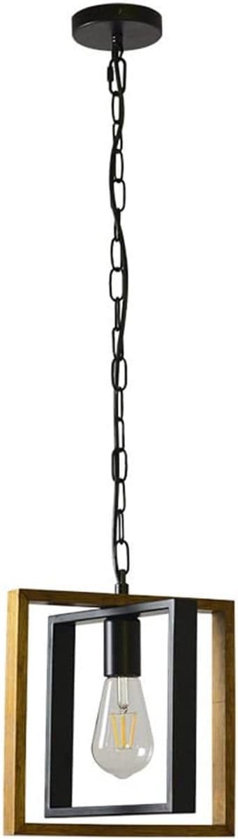 KZQ Industriële Kleine Hanglamp Met Ketting - Hout En Metaal E27 Voor Keukeneiland Boerderijstijl - Geschikt Voor Eetkamer Slaapkamer Hal En Entree