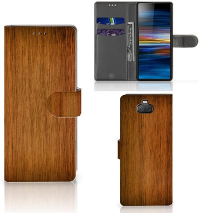 Sony Xperia 10 Book Style Case Donker Hout