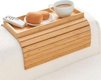 Bank armleuning tafel - Houten organizer - Dranken bewaren - Inklapbaar ontwerp - 35 x 22 cm - Natuurlijk hout