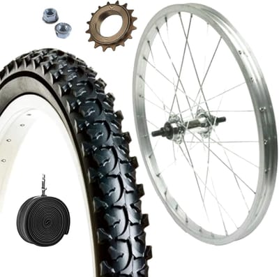 Achtervelg Fiets - Compleet Wiel - Mountainbiken - Gemonteerd Tandwiel - 20 Inch - Zilver Grijs
