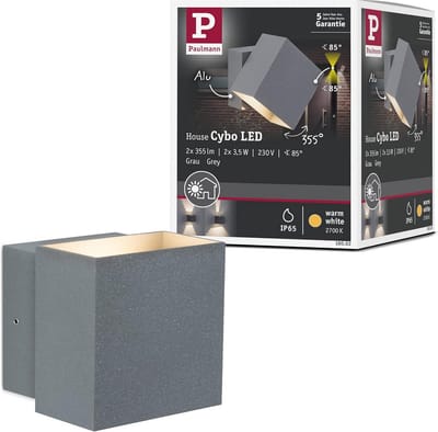 Vierkante LED wandlamp voor buiten met instelbare lichtbundel IP65 Grijs