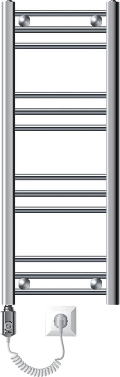 Elektrische badkamerradiator met verwarmingselement 300W 300x800 mm chroom recht met zijaansluiting