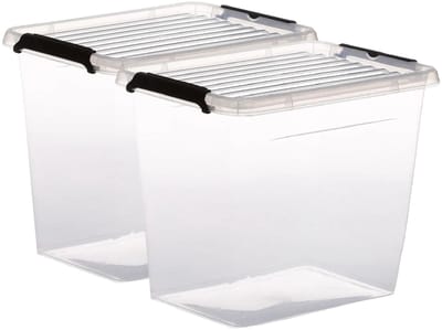 5Five opberg kist met deksel - 2x - Clip Box - 3 liter - 19 x 15 x 17 cm - kunststof - transparant