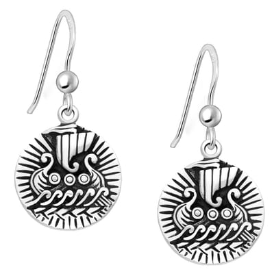 EAR IT UP - Oorbellen - Vikingschip - Boot - Vikingen - Haak - Geoxideerd 925 sterling zilver - 30 x 14 mm - 1 paar