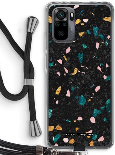 Case Company® - Hoesje met koord geschikt voor Xiaomi Redmi Note 10 Pro hoesje met Koord - Terrazzo N°10 - Telefoonhoesje met Zwart Koord - Bescherming aan alle Kanten en Over de Schermrand