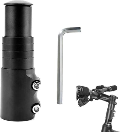 MTB Stuurverlenging voor Fietsen - Verstelbare Riser Stem voor Mountainbike en Racefiets met Inbussleutel - Zwart