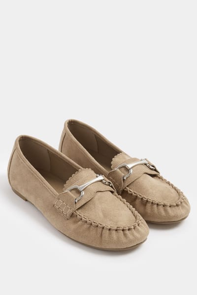 Yours Natuurbruine Loafers Van Imitatiesuède In Brede Epasvormsize 37EEE