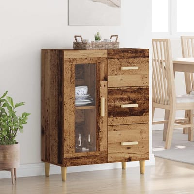 vidaXL - Dressoir - Oud - Hout - 69,5 - x - 34 - x - 90 - cm - Bewerkt - hout