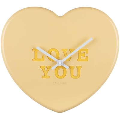Karlsson Wandklok Heart Candy - Geel - 30x6.2x27cm - Wandklok Scandinavisch