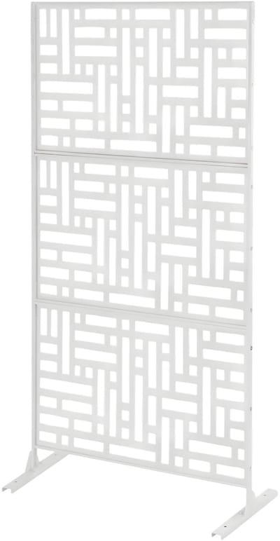 Privacy scherm – Voor patio en tuin – Vrijstaand metalen decoratief scherm, 189 cm hoog met stabiele voet – Zwart