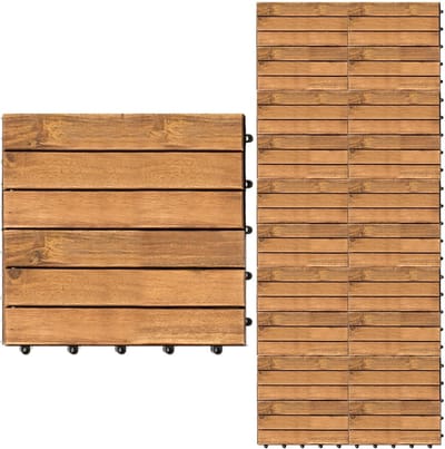 Houten Terrastegels - Balkontegels Hout - Tuin Aankleden - Kliksysteem Drainage - 30x30 cm - Houtkleur
