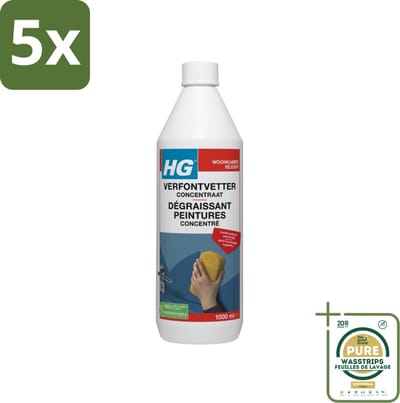 5 x HG Verfontvetter Concentraat 1 liter - Grootverpakking - Verf Ontvetter - Ontvettingsmiddel - Vetvrij Maken - Schilderen Voorbereiden - Schuren Vermijden