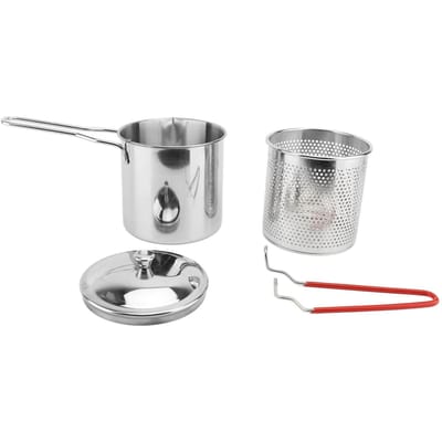 Friteuse Pot Klein Roestvrij Staal Diep Frituurpan met Zeefmand Deksel Melkpan Eten Koken white