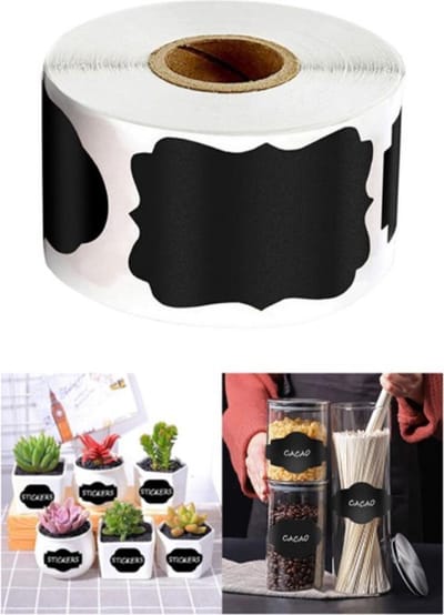 DW4Trading Zwarte Krijtbord Etiketten 1 Stickerrol 5x3 cm 500 Stuks