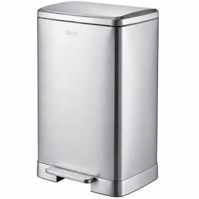 Bayt Prullenbak - Prullenbak 60 Liter - Pedaalemmer 60 liter - Vuilnisbak 60 liter - Afvalbak - RVS - Zilver