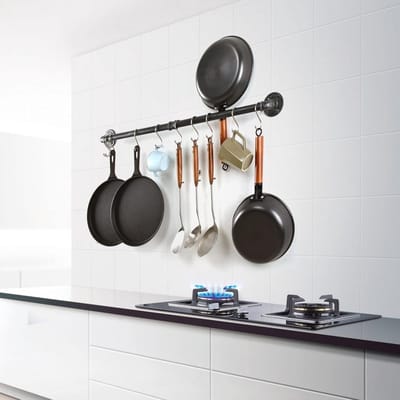 Pijppot - Wandmontage Keukenorganisatie met S-haken - Industrieel Kookgerei Rek 91,4 cm