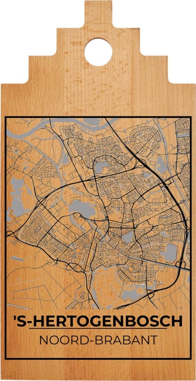 JM Woods - Borrelplank - Serveerplank - Hapjesplank - Kaasplank - Plattegrond - 'S HERTOGENBOSCH - Gepersonaliseerd - Cadeau tip!