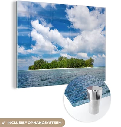 MuchoWow® Glasschilderij 40x30 cm - Schilderij acrylglas - Eiland - Zomer - Tropisch - Foto op glas - Schilderijen
