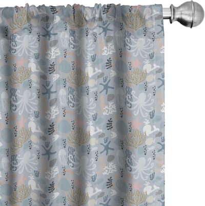 ABAKUHAUS Marine gordijnen – 2-delige set – Microvezel – Multicolor