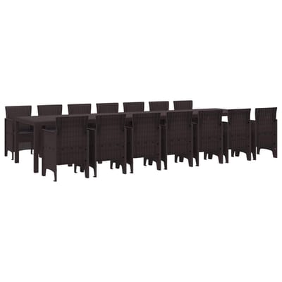 vidaXL - Tuin - eettafelset - met - kussens - 15 - st - Bruin - PP