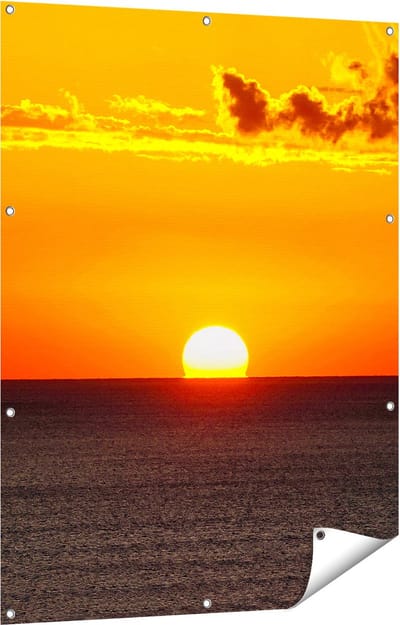 Gards Tuinposter Oranje Zonsondergang in de Oceaan - 90x120 cm - Tuindoek - Tuindecoratie - Wanddecoratie buiten - Tuinschilderij