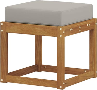 Kruk bank met kussen - Houten zitbankje - Buiten zitten - Massief acaciahout - 43 x 43 x 37 cm
