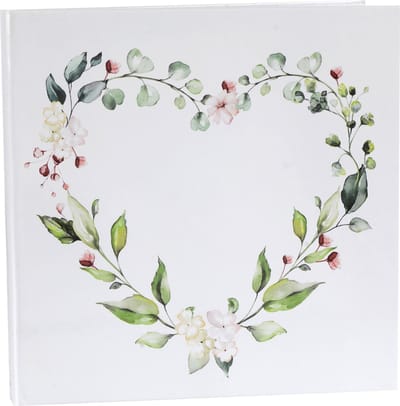 Santex gastenboek/receptieboek Bloemen - Bruiloft - wit/groen - 24 x 24 cm