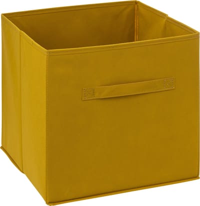 5Five Opbergmand/kastmandje - Mosterdgeel - 31 x 31 x 31 cm - 29 liter - Vakkenkast manden - Stof met versterkte bodem - Opvouwbaar